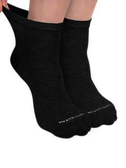 Footprints - Organic Cotton Ankle Length Bamboo Diabetic Socks - Black (Pack of 2)