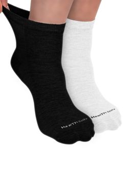 Footprints - Organic Cotton Ankle Length Bamboo Diabetic Socks - Black & White (Pack of 2)