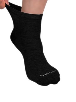 Footprints - Organic Cotton Ankle Length Bamboo Diabetic Socks - Black