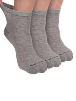 Footprints - Organic Cotton Ankle Length Bamboo Diabetic Socks - Grey (Pack of 3)