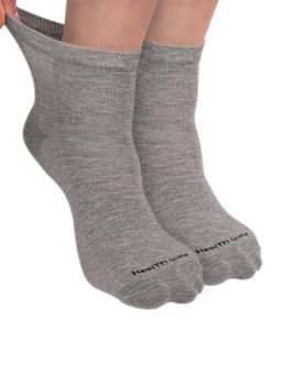 Footprints - Organic Cotton Ankle Length Bamboo Diabetic Socks - Grey (Pack of 2)