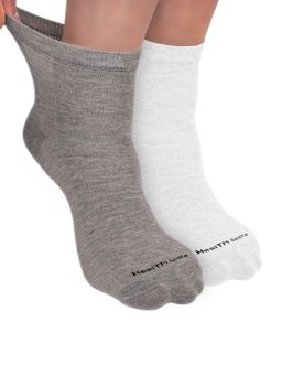 Footprints - Organic Cotton Ankle Length Bamboo Diabetic Socks - Grey & White (Pack of 2)