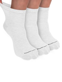 Footprints - Organic Cotton Ankle Length Bamboo Diabetic Socks - White (Pack of 3)
