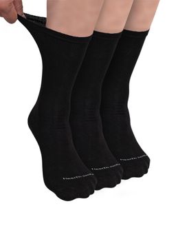Footprints - Organic Cotton Crew Length Bamboo Diabetic Socks - Black (Pack of 3)