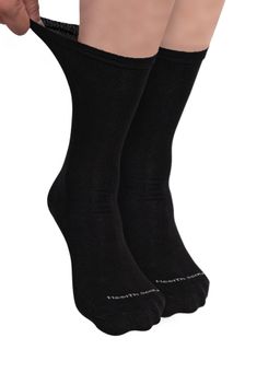 Footprints - Organic Cotton Crew Length Bamboo Diabetic Socks - Black (Pack of 2)