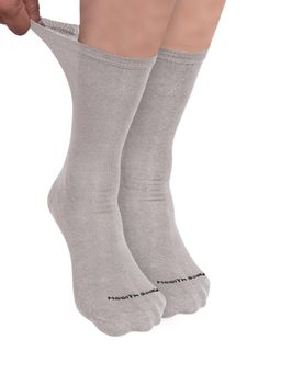 Footprints - Organic Cotton Crew Length Bamboo Diabetic Socks - Grey (Pack of 2)