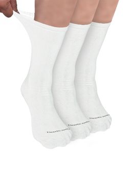 Footprints - Organic Cotton Crew Length Bamboo Diabetic Socks - White (Pack of 3)