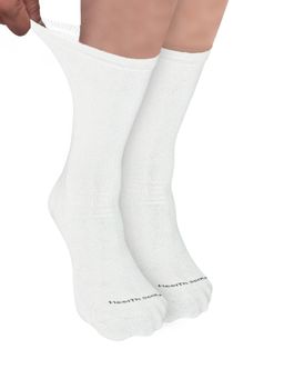 Footprints - Organic Cotton Crew Length Bamboo Diabetic Socks - White (Pack of 2)