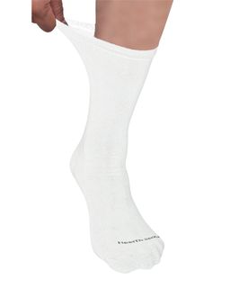Footprints - Organic Cotton Crew Length Bamboo Diabetic Socks - White