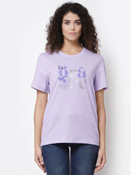 Mode by Red Tape - Women Lavender Round Neck T-shirt