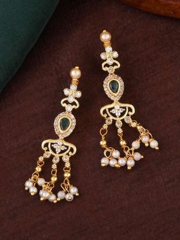 Estele - Gold Plated CZ Glamorous Designer Earrings with Pearls for Women