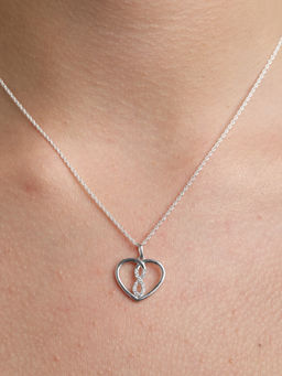 CLARA - Silver Rhodium Plated Swiss Zirconia Infinity Heart Pendant Chain Necklace For Women & Girls