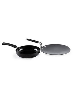 Omega - G-Home Hard Anodized Cookware Set - 2 Piece (Roti Tawa - 23 cm, Frypan - 20 cm) Black