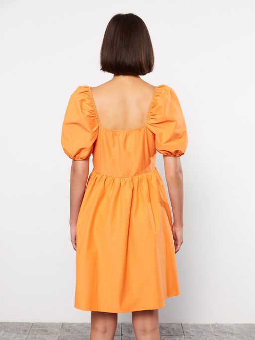 Buy LC WAIKIKI U Neck Straight Short Sleeve Poplin Womens Dress Online