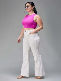 Miss Chase - A+ Curve Collection Plus Size White Bootcut High Rise Denim Jeans