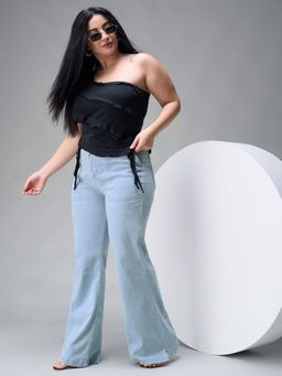 Miss Chase - A+ Curve Collection Plus Size Light Blue Bootcut Stretchable Denim Jeans
