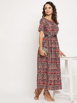 Uptownie - Womens Crepe Printed Skater Maxi Dress (Set of 2)
