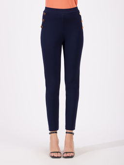 FableStreet - LivIn Straight Fit Pants - Navy Blue