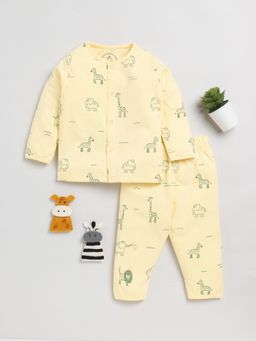 Clt.s - Animal Print Yellow Full Sleeve Night Suit (Set of 2)