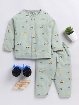 Clt.s - Graphic Print Green Full Sleeve Night Suit (Set of 2)