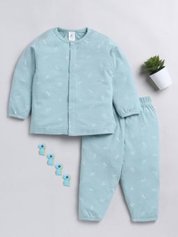 Clt.s - Typography Blue Full Sleeve Night Suit (Set of 2)