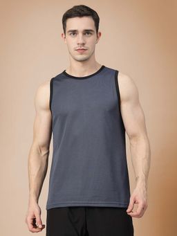 CHKOKKO - Grey Men's Solid Gym Sleeveless Sport Regular Fit Tank