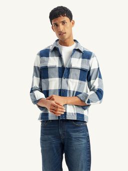 Levi's - Mens Checks Blue Spread Collar Shacket