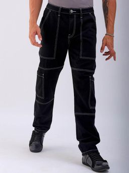 The Indian Garage Co - Men Black Dad Fit Solid Mid Rise Jeans