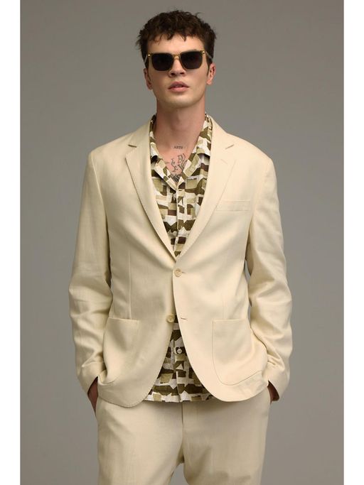 Snitch Mens Cream Solid Blazer