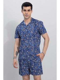 Snitch - Bloom Floral Blue Shirt with Shorts Co-Ord (Set of 2)