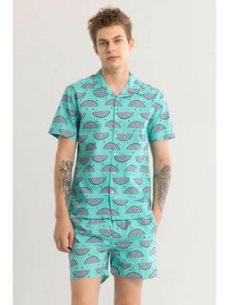 Snitch - Melonaire Sky Blue Printed Shirt with Shorts Co-Ord (Set of 2)