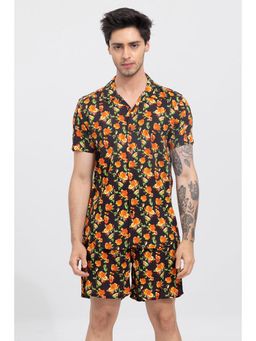 Snitch - Miniature Flower Brown Shirt with Shorts Co-Ord (Set of 2)