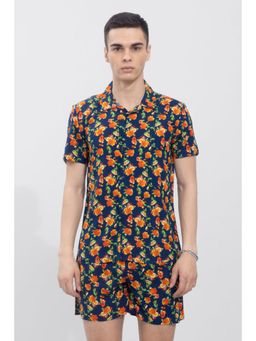 Snitch - Rose Navy Blue Shirt with Shorts Co-Ord (Set of 2)