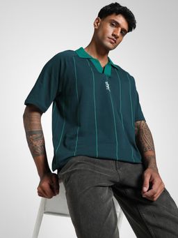 Puma - X Rcb Mens Stripes Green Polo T-Shirt