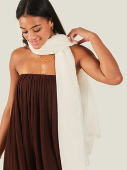Accessorize London - Cream Solid Polyester Scarf