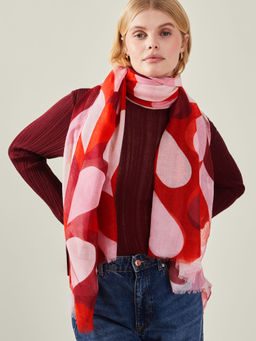 Accessorize London - Red Printed Polyester Scarf