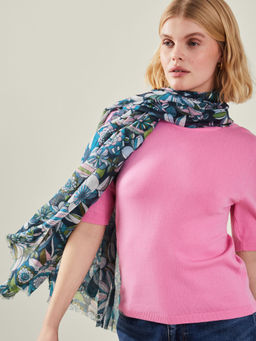 Accessorize London - Blue Floral Polyester Scarf
