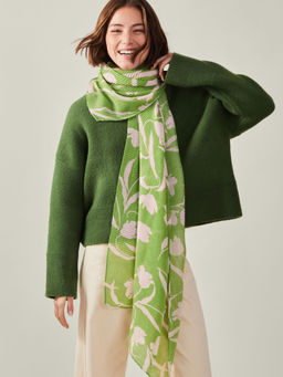 Accessorize London - Green Floral Polyester Scarf