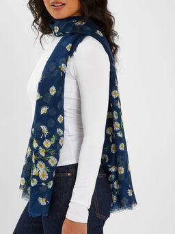 Accessorize London - Navy Blue Floral Polyester Scarf