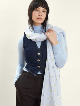 Accessorize London - Blue Floral Polyester Scarf