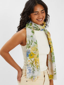 Accessorize London - Ivory Floral Polyester Scarf