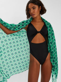 Accessorize London - Teal Printed Polyester Scarf