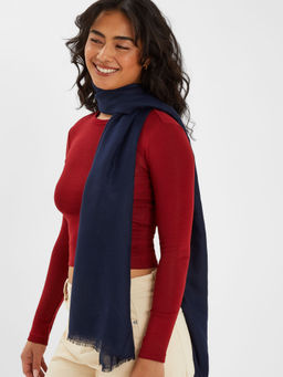 Accessorize London - Navy Blue Solid Polyester Scarf