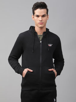 LINDBERGH - Jet Black Solid Hooded Sweatshirt