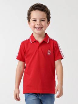 United Colors of Benetton - Boys Red Pure Cotton Polo T-shirt