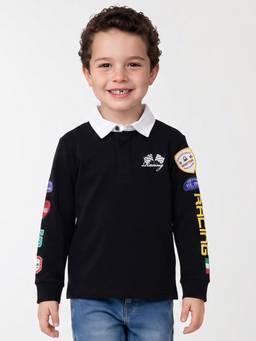 United Colors of Benetton - Boys Black Pure Cotton Polo T-shirt