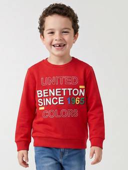 United Colors of Benetton - Boys Red Cotton Blend Sweatshirt