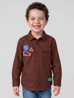 United Colors of Benetton - Boys Brown Pure Cotton Shirt