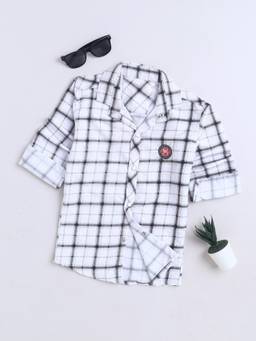 FOURFOLDS - Boys White Cotton Blend Shirt