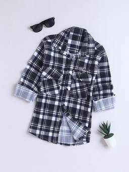 FOURFOLDS - Boys Black Cotton Blend Shirt